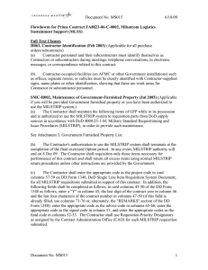 Document No. MS015 6/18/09 Flowdowns for Prime Contract FA8823-06-C-0002, Milsatcom Logistics