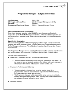 Programme Manager - Subject to contract