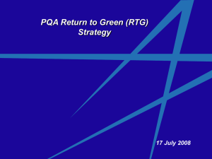 PQA Return to Green (RTG) Strategy 17 July 2008