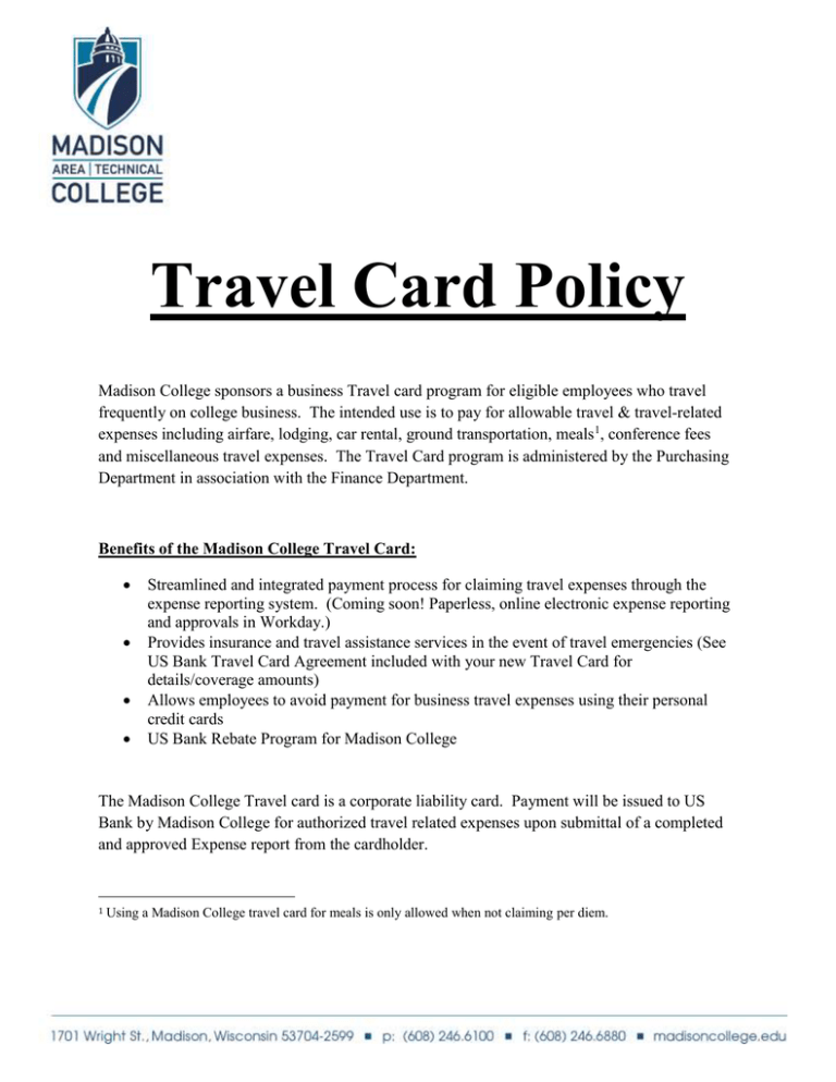 boston university travel card policy