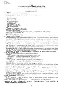 TFRC COMPUTER CONTROLLED RADIAL FLOW TURBINE  TENDER SPECIFICATIONS