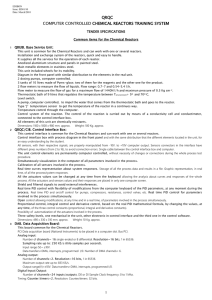 QRQC COMPUTER CONTROLLED CHEMICAL REACTORS TRAINING SYSTEM  TENDER SPECIFICATIONS