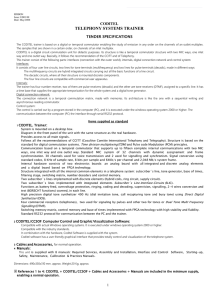 TELEPHONY SYSTEMS TRAINER CODITEL  TENDER SPECIFICATIONS