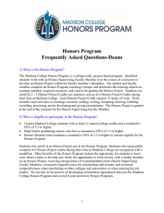 Honors Program Frequently Asked Questions-Deans  1) What is the Honors Program?