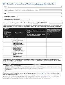 2016 Shared Governance Council Membership Employee Application Form