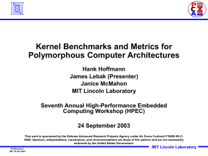 Kernel Benchmarks and Metrics for Polymorphous Computer Architectures