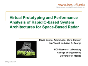 Virtual Prototyping and Performance Analysis of RapidIO-based System Architectures for Space-Based Radar