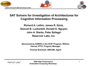 SAT Solvers for Investigation of Architectures for Cognitive Information Processing