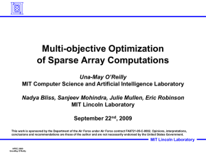 Multi-objective Optimization of Sparse Array Computations May O’Reilly Una-