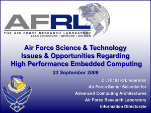 Air Force Science &amp; Technology Issues &amp; Opportunities Regarding