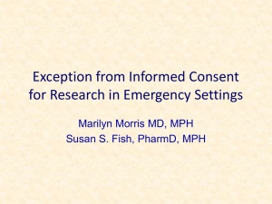 Exception from Informed Consent for Research in Emergency Settings