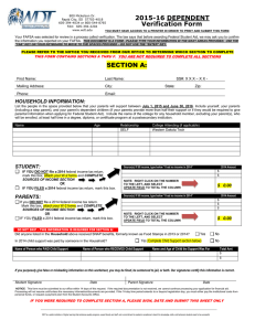 2015-16 DEPENDENT Verification Form