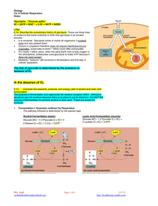 Biology Ch. 6 Cellular Respiration Notes Glycolysis:  “Glucose splits”