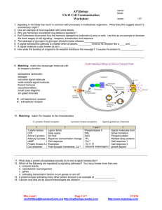 AP Biology Ch.11 Cell Communication Worksheet