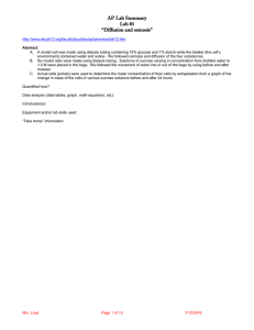 AP Lab Summary Lab #1 “Diffusion and osmosis”