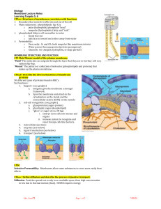 Biology Membrane Lecture Notes Learning Targets 5, 6