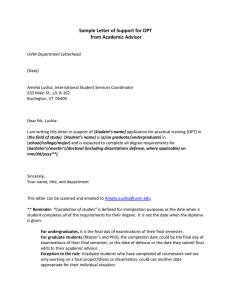 Sample Letter of Support for OPT from Academic Advisor