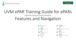 UVM ePAR Training Guide for ePARs Features and Navigation (