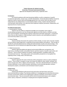 Twelve Outcomes for Student Learning University of Vermont Environmental Studies Introduction