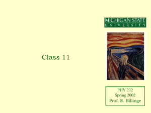 Class 11 PHY 232 Spring 2002 Prof. S. Billinge