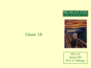Class 18 PHY 232 Spring 2003 Prof. S. Billinge