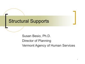 Structural Supports Susan Besio, Ph.D. Director of Planning Vermont Agency of Human Services