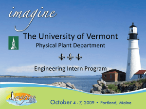 The University of Vermont Physical Plant Department Engineering Intern Program