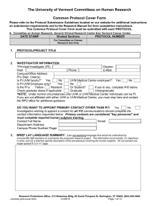 The University of Vermont Committees on Human Research