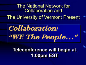 Collaboration: “WE The People…” The National Network for Collaboration and