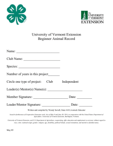 University of Vermont Extension Beginner Animal Record