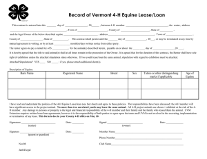 Record of Vermont 4-H Equine Lease/Loan