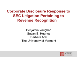 Corporate Disclosure Response to SEC Litigation Pertaining to Revenue Recognition Benjamin Vaughan