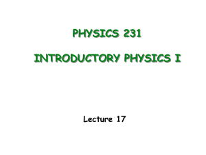 PHYSICS 231 INTRODUCTORY PHYSICS I Lecture 17