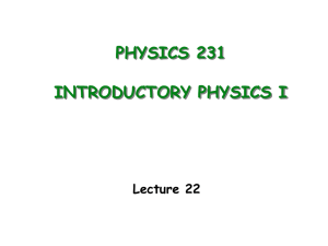 PHYSICS 231 INTRODUCTORY PHYSICS I Lecture 22