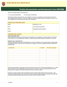Position Documentation and Questionnaire Form (PDF/PDQ) HARVARD HUMAN RESOURCES