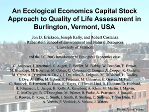 An Ecological Economics Capital Stock Burlington, Vermont, USA