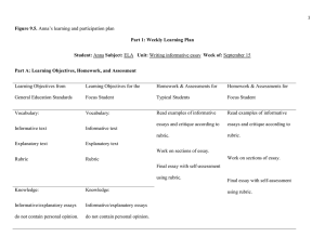 Figure 9.5. Part 1: Weekly Learning Plan Student: