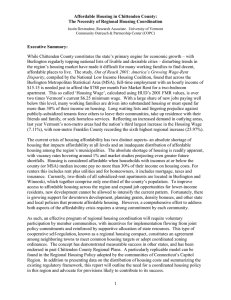 Affordable Housing in Chittenden County: The Necessity of Regional Housing Coordination