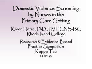 Domestic Violence Screening by Nurses in the Primary Care Setting