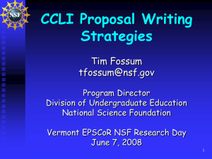 CCLI Proposal Writing Strategies Tim Fossum
