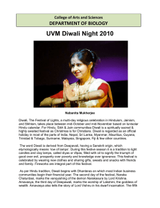 UVM Diwali Night 2010 DEPARTMENT OF BIOLOGY College of Arts and Sciences