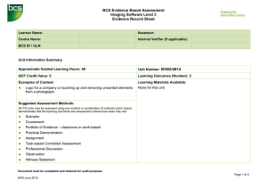 BCS Evidence Based Assessment Imaging Software Level 3 Evidence Record Sheet