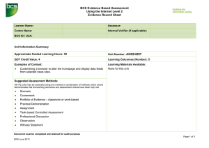 BCS Evidence Based Assessment Using the Internet Level 2 Evidence Record Sheet