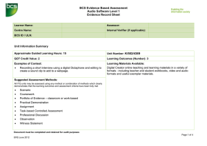 BCS Evidence Based Assessment Audio Software Level 1 Evidence Record Sheet