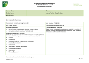 BCS Evidence Based Assessment Multimedia Software Level 1 Evidence Record Sheet