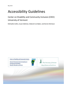 Accessibility Guidelines Center on Disability and Community Inclusion (CDCI) University of Vermont