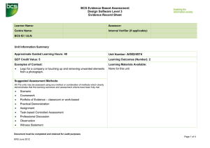 BCS Evidence Based Assessment Design Software Level 3 Evidence Record Sheet