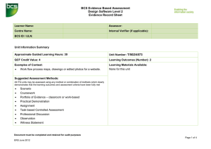 BCS Evidence Based Assessment Design Software Level 2 Evidence Record Sheet