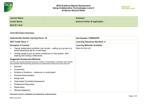 BCS Evidence Based Assessment Using Collaborative Technologies Level 2 Evidence Record Sheet