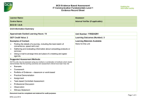 BCS Evidence Based Assessment IT Communication Fundamentals Level 1 Evidence Record Sheet